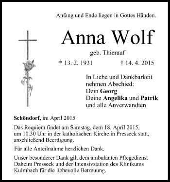 Anzeige von Anna Wolf von MGO