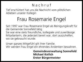 Anzeige von Rosemarie Engel von MGO