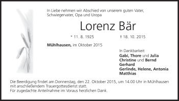 Anzeige von Lorenz Bär von MGO