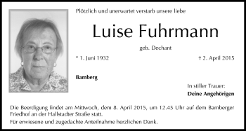 Anzeige von Luise Fuhrmann von MGO