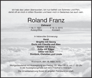 Anzeige von Roland Franz von MGO