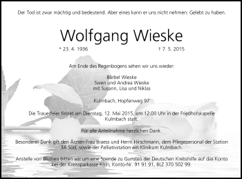 Anzeige von Wolfgang Wieske von MGO