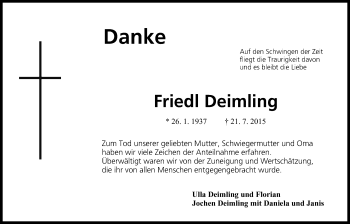 Anzeige von Friedl Deimling von MGO