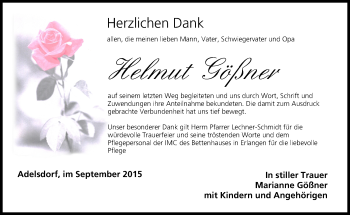 Anzeige von Helmut Gößner von MGO