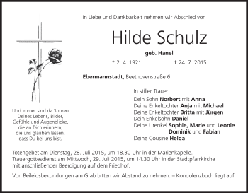 Anzeige von Hilde Schulz von MGO