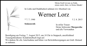 Anzeige von Werner Lorz von MGO