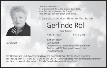 Anzeige von Gerlinde Röll von MGO