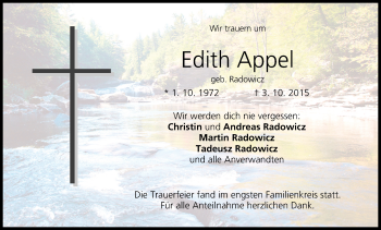 Anzeige von Edith Appel von MGO