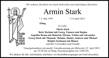 Anzeige von Armin Stark von MGO