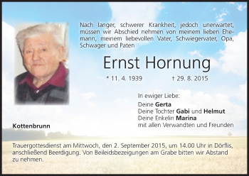Anzeige von Ernst Hornung von MGO