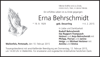 Anzeige von Erna Behrschmidt von MGO