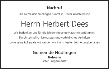 Anzeige von Herbert Dees von MGO