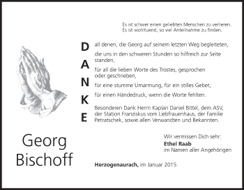 Anzeige von Georg Bischoff von MGO