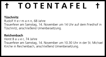 Anzeige von Totentafel vom 13.11.2015 von MGO