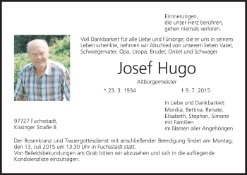 Anzeige von Josef Hugo von MGO