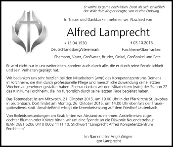 Anzeige von Alfred Lamprecht von MGO