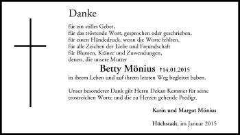 Anzeige von Betty Mönius von MGO