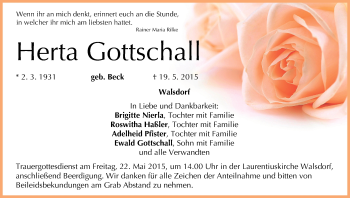 Anzeige von Herta Gottschall von MGO