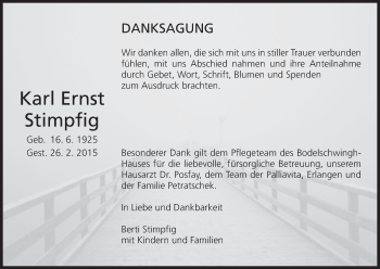 Anzeige von Karl Ernst Stimpfig von MGO