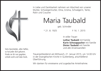 Anzeige von Maria Taubald von MGO