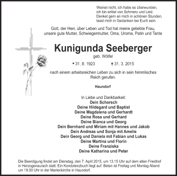 Anzeige von Kunigunda Seeberger von MGO