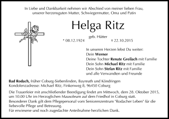 Anzeige von Helga Ritz von MGO