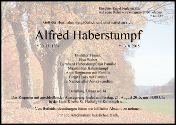 Anzeige von Alfred Haberstumpf von MGO