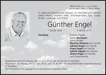 Anzeige von Günther Engel von MGO