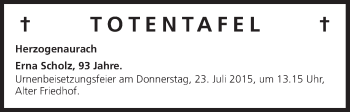 Anzeige von Totentafel vom 21.07.2015 von MGO