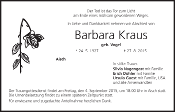 Anzeige von Barbara Kraus von MGO