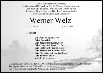 Anzeige von Werner Welz von MGO