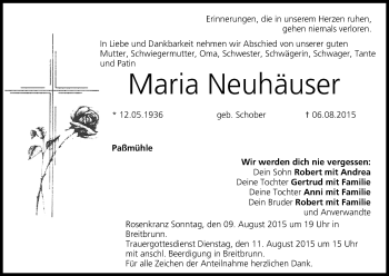 Anzeige von Maria Neuhäuser von MGO