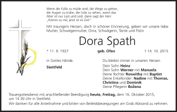 Anzeige von Dora Spath von MGO