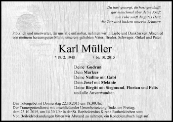 Anzeige von Karl Müller von MGO