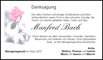 Anzeige von Manfred Bach von MGO