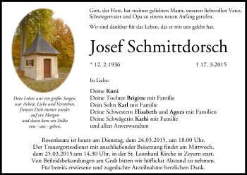 Anzeige von Josef Schmittdorsch von MGO