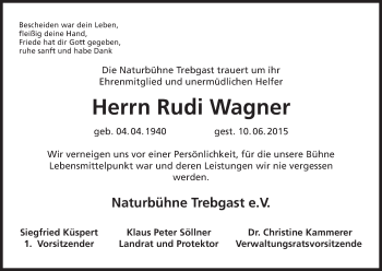 Anzeige von Rudi Wagner von MGO
