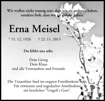 Anzeige von Erna Meisel von MGO