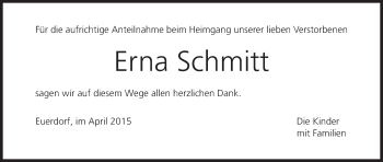 Anzeige von Erna Schmitt von MGO