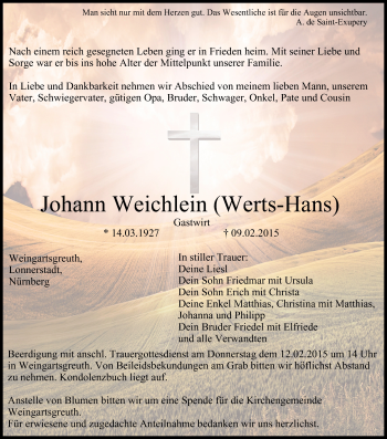 Anzeige von Johann Weichlein von MGO