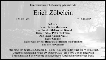 Anzeige von Erich Zöbelein von MGO