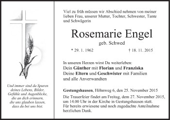 Anzeige von Rosemarie Engel von MGO