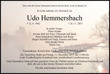 Anzeige von Udo Hemmersbach von MGO