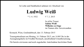 Anzeige von Ludwig Weiß von MGO