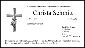 Anzeige von Christa Schmitt von MGO