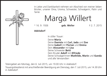 Anzeige von Marga Willert von MGO