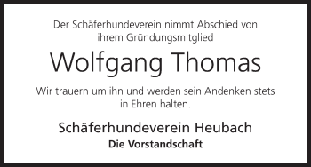 Anzeige von Wolfgang Thomas von MGO