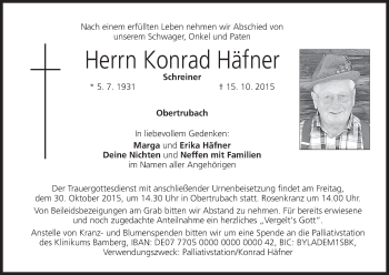 Anzeige von Konrad Häfner von MGO
