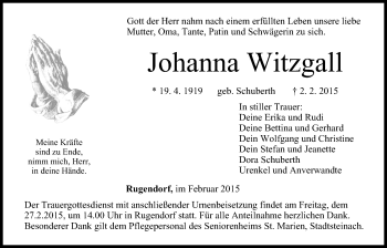 Anzeige von Johanna Witzgall von MGO
