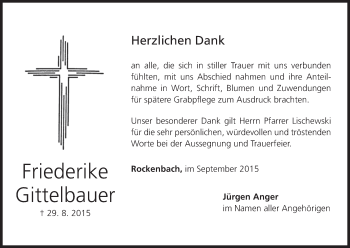 Anzeige von Friederike Gittelbauer von MGO